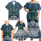 Aotearoa Iwi Ngati Mutunga Family Matching Off Shoulder Maxi Dress and Hawaiian Shirt Maori Wharenui House Tribal Pattern