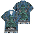 Aotearoa Iwi Ngati Mutunga Family Matching Off Shoulder Maxi Dress and Hawaiian Shirt Maori Wharenui House Tribal Pattern
