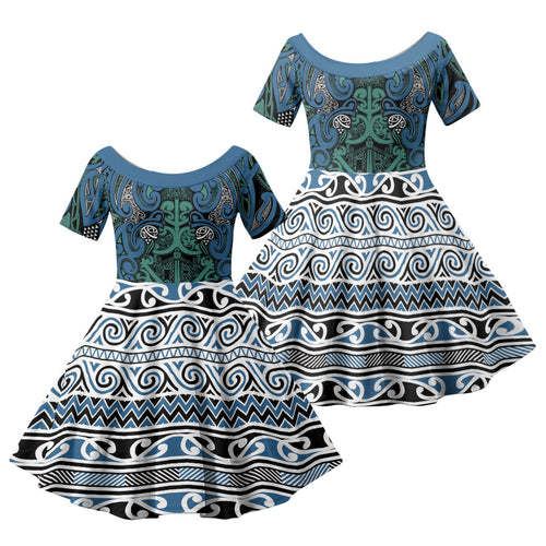Aotearoa Iwi Ngati Mutunga Family Matching Summer Maxi Dress and Hawaiian Shirt Maori Wharenui House Tribal Pattern