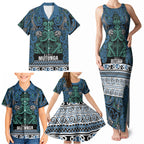 Aotearoa Iwi Ngati Mutunga Family Matching Tank Maxi Dress and Hawaiian Shirt Maori Wharenui House Tribal Pattern