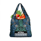 Aotearoa Iwi Ngati Mutunga Grocery Bag Maori Wharenui House Tribal Pattern