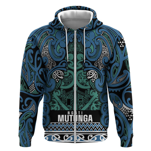 Aotearoa Iwi Ngati Mutunga Hoodie Maori Wharenui House Tribal Pattern