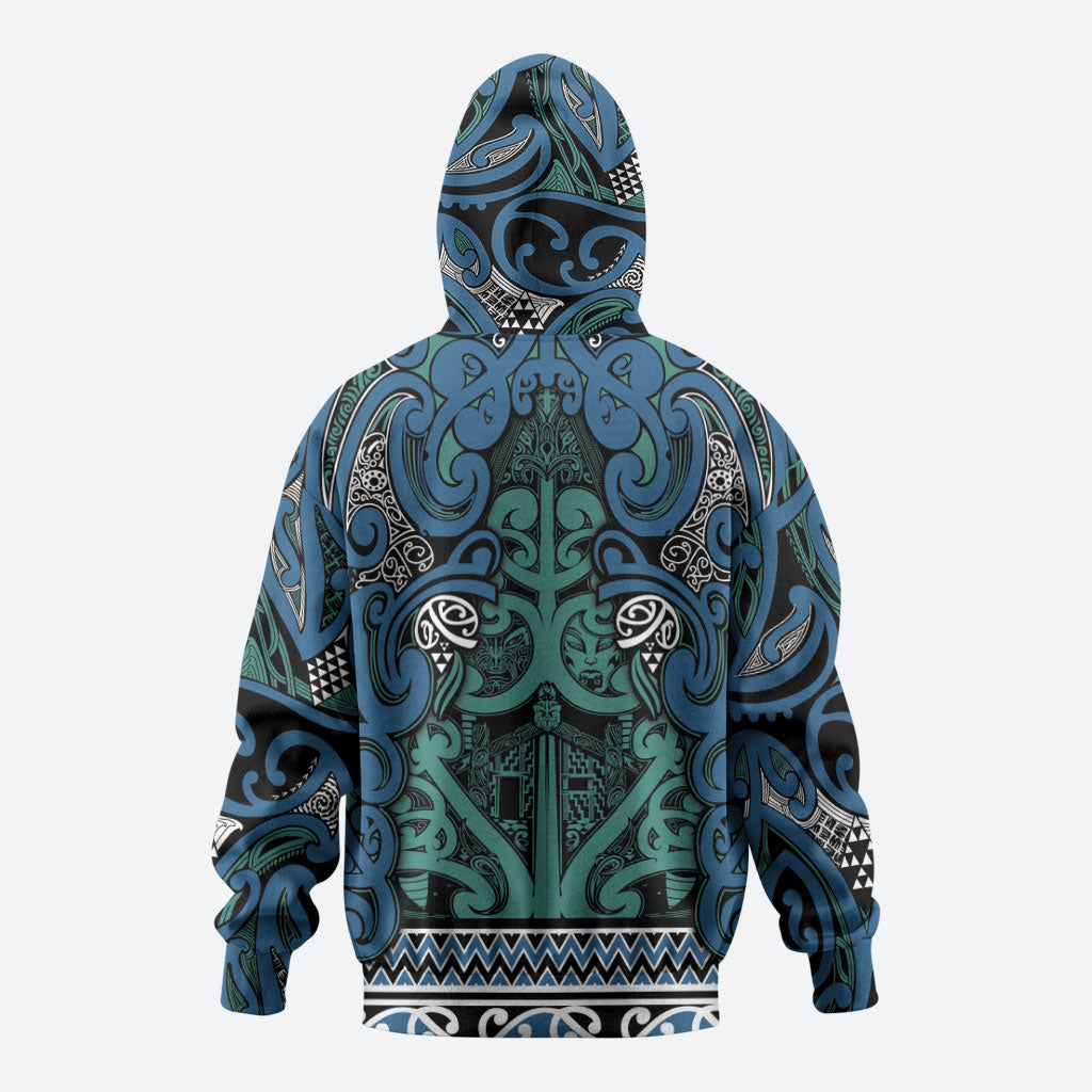 Aotearoa Iwi Ngati Mutunga Hoodie Maori Wharenui House Tribal Pattern