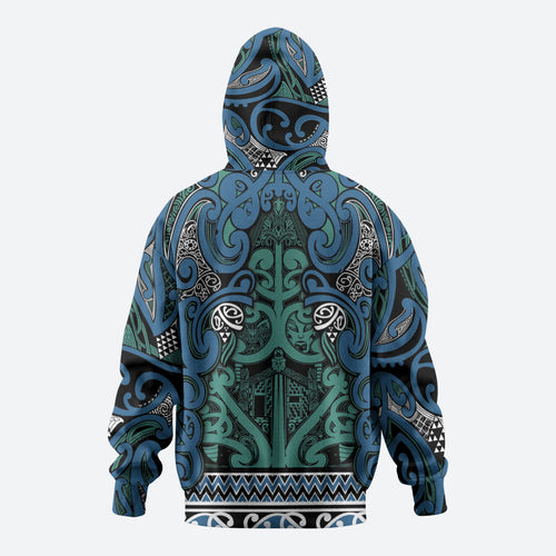 Aotearoa Iwi Ngati Mutunga Hoodie Maori Wharenui House Tribal Pattern