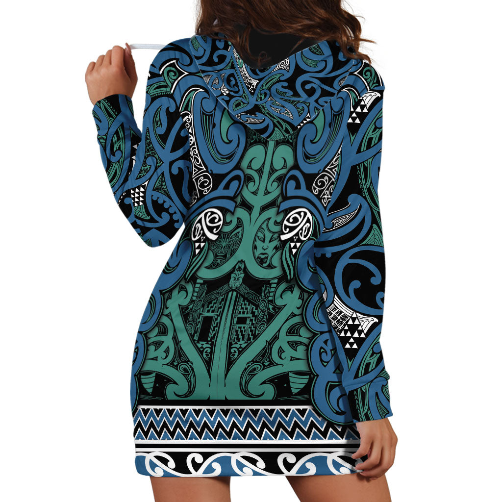 Aotearoa Iwi Ngati Mutunga Hoodie Dress Maori Wharenui House Tribal Pattern