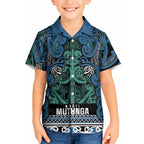 Aotearoa Iwi Ngati Mutunga Kid Hawaiian Shirt Maori Wharenui House Tribal Pattern