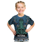 Aotearoa Iwi Ngati Mutunga Kid T Shirt Maori Wharenui House Tribal Pattern