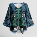 Aotearoa Iwi Ngati Mutunga Kimono Sleeve Blouse Maori Wharenui House Tribal Pattern