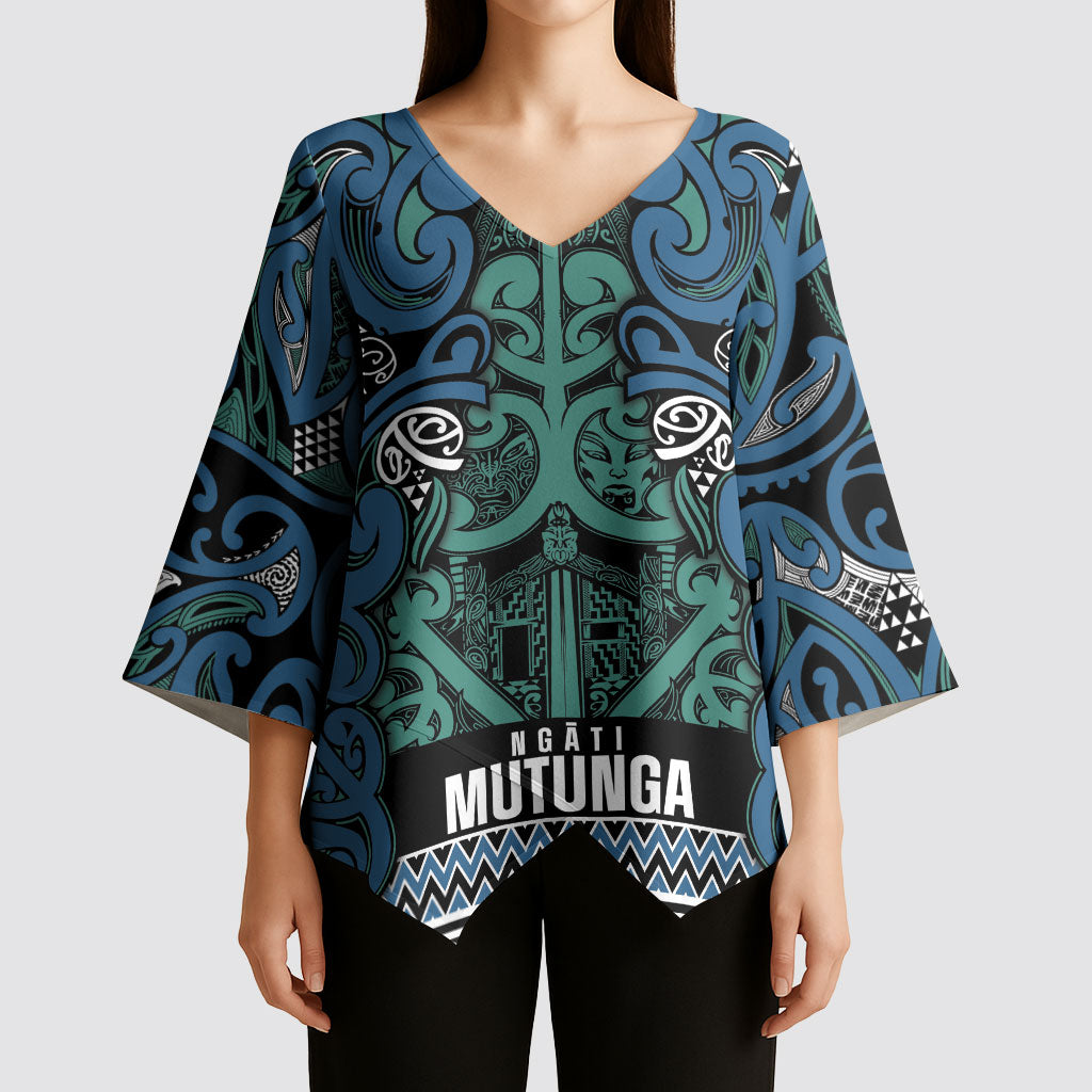 Aotearoa Iwi Ngati Mutunga Kimono Sleeve Blouse Maori Wharenui House Tribal Pattern