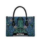Aotearoa Iwi Ngati Mutunga Leather Bag Maori Wharenui House Tribal Pattern