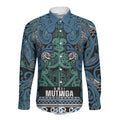 Aotearoa Iwi Ngati Mutunga Long Sleeve Button Shirt Maori Wharenui House Tribal Pattern