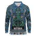 Aotearoa Iwi Ngati Mutunga Long Sleeve Polo Shirt Maori Wharenui House Tribal Pattern