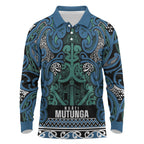 Aotearoa Iwi Ngati Mutunga Long Sleeve Polo Shirt Maori Wharenui House Tribal Pattern