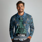 Aotearoa Iwi Ngati Mutunga Long Sleeve Polo Shirt Maori Wharenui House Tribal Pattern