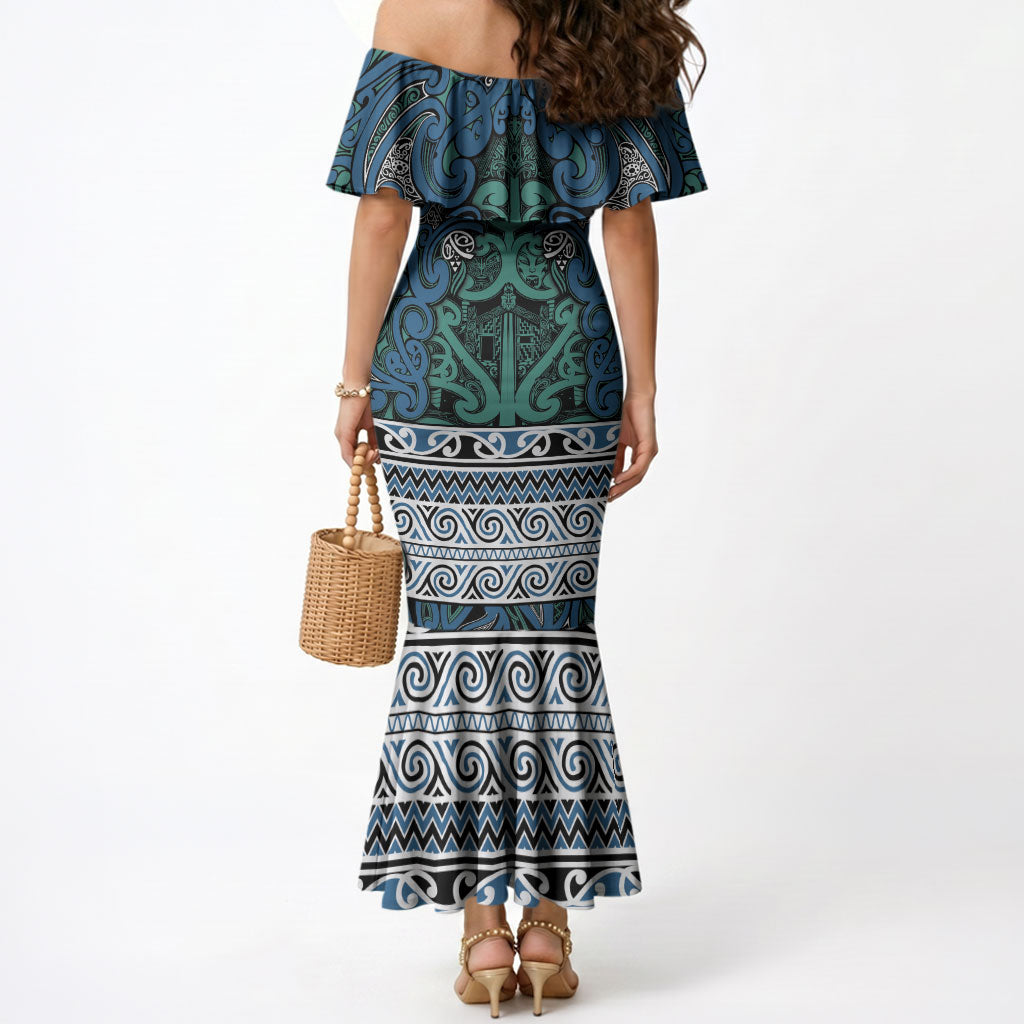 Aotearoa Iwi Ngati Mutunga Mermaid Dress Maori Wharenui House Tribal Pattern