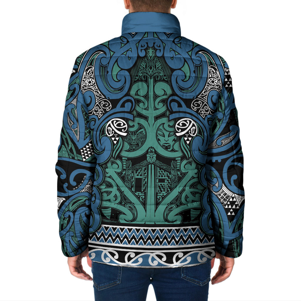 Aotearoa Iwi Ngati Mutunga Padded Jacket Maori Wharenui House Tribal Pattern