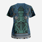 Aotearoa Iwi Ngati Mutunga Scrub Top Maori Wharenui House Tribal Pattern