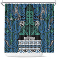 Aotearoa Iwi Ngati Mutunga Shower Curtain Maori Wharenui House Tribal Pattern