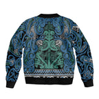 Aotearoa Iwi Ngati Mutunga Sleeve Zip Bomber Jacket Maori Wharenui House Tribal Pattern