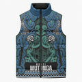 Aotearoa Iwi Ngati Mutunga Sleeveless Puffer Jacket Maori Wharenui House Tribal Pattern
