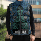 Aotearoa Iwi Ngati Mutunga Sleeveless Puffer Jacket Maori Wharenui House Tribal Pattern