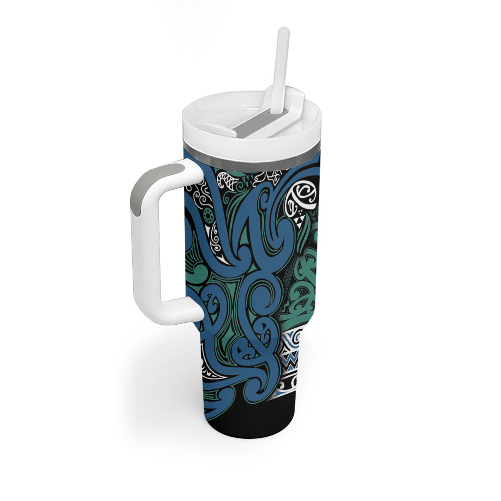 Aotearoa Iwi Ngati Mutunga Tumbler With Handle Maori Wharenui House Tribal Pattern