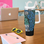 Aotearoa Iwi Ngati Mutunga Tumbler With Handle Maori Wharenui House Tribal Pattern