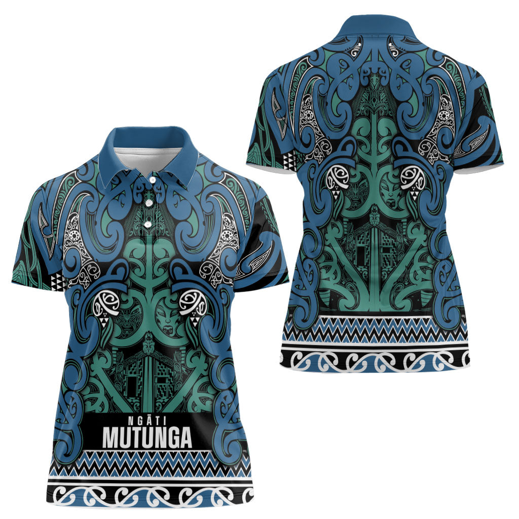 Aotearoa Iwi Ngati Mutunga Women Polo Shirt Maori Wharenui House Tribal Pattern