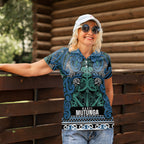Aotearoa Iwi Ngati Mutunga Women Polo Shirt Maori Wharenui House Tribal Pattern