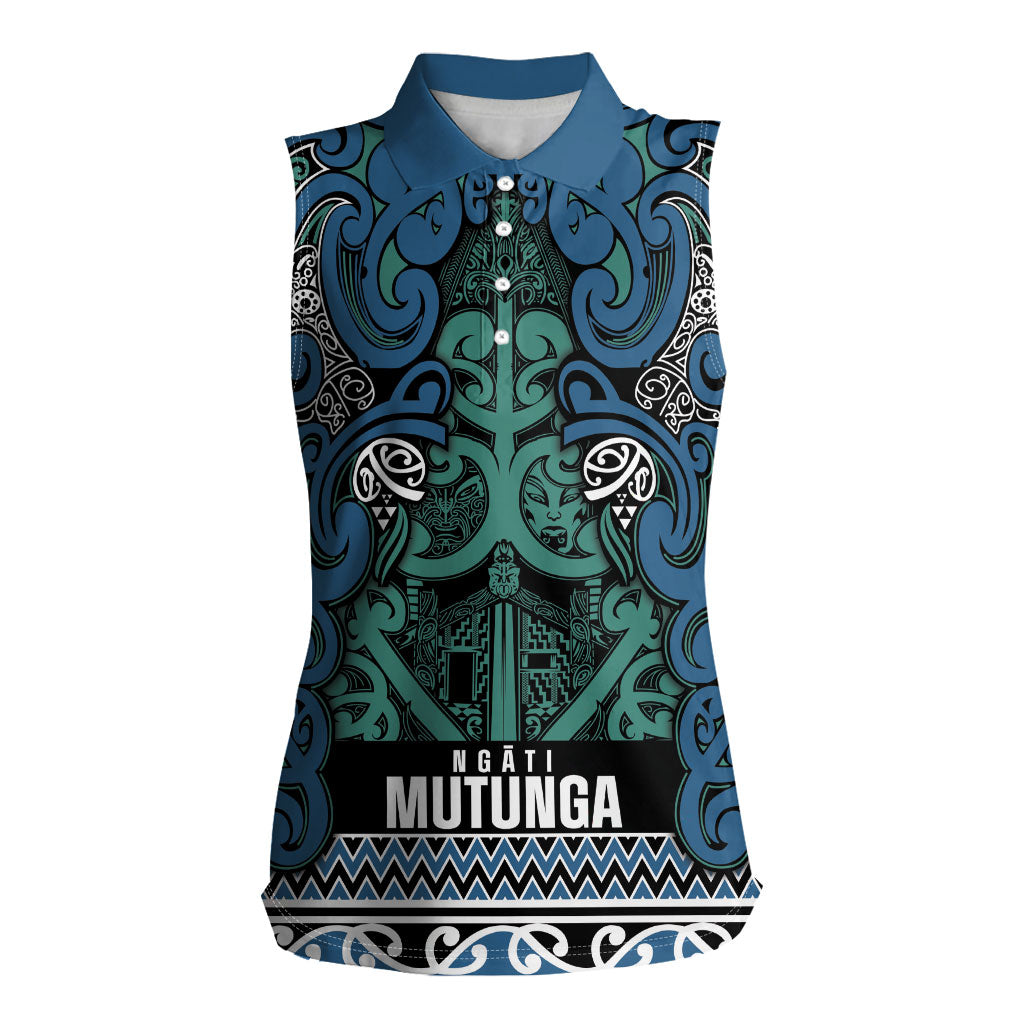 Aotearoa Iwi Ngati Mutunga Women Sleeveless Polo Shirt Maori Wharenui House Tribal Pattern