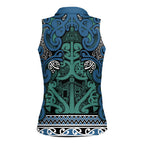 Aotearoa Iwi Ngati Mutunga Women Sleeveless Polo Shirt Maori Wharenui House Tribal Pattern