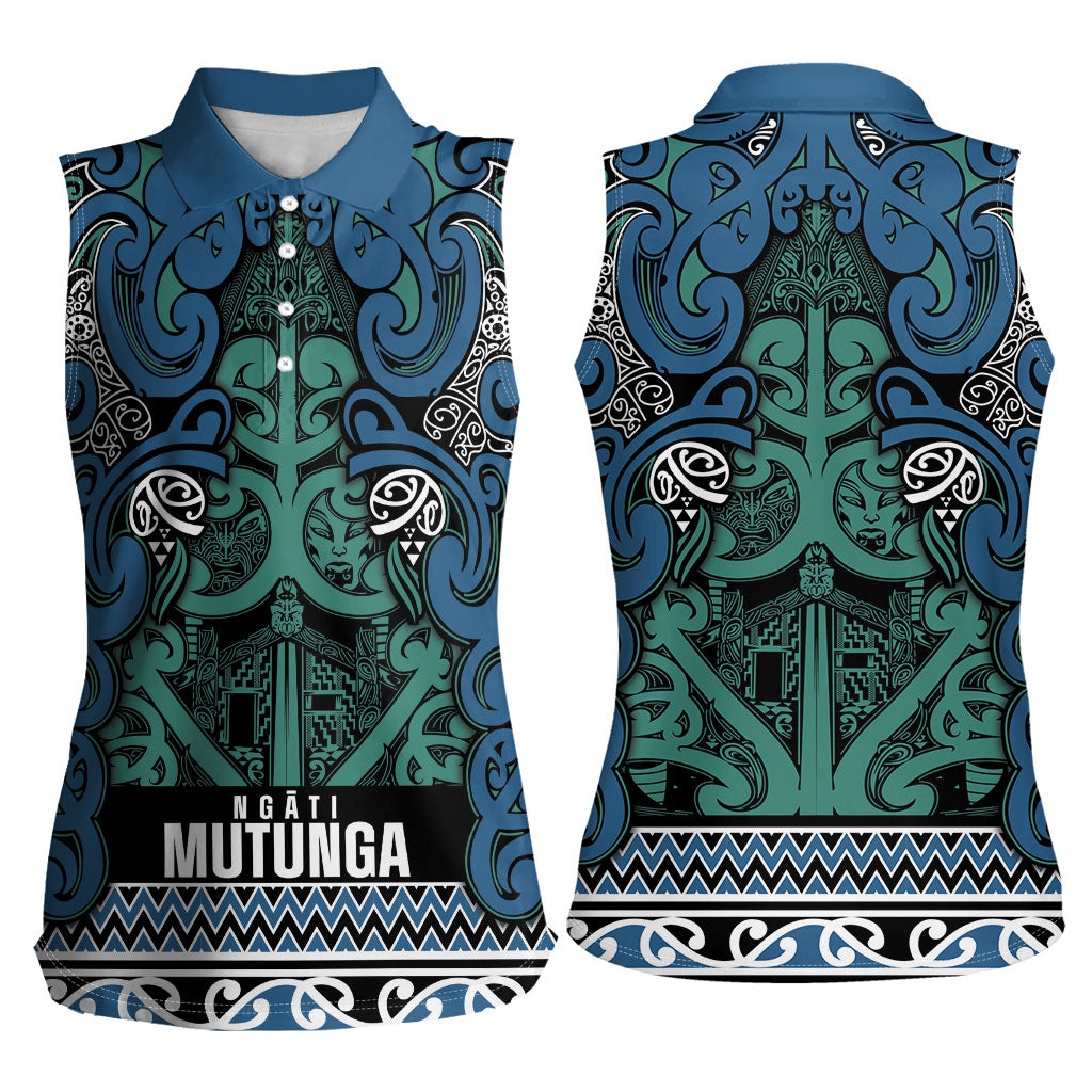 Aotearoa Iwi Ngati Mutunga Women Sleeveless Polo Shirt Maori Wharenui House Tribal Pattern