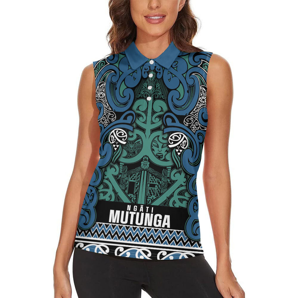 Aotearoa Iwi Ngati Mutunga Women Sleeveless Polo Shirt Maori Wharenui House Tribal Pattern