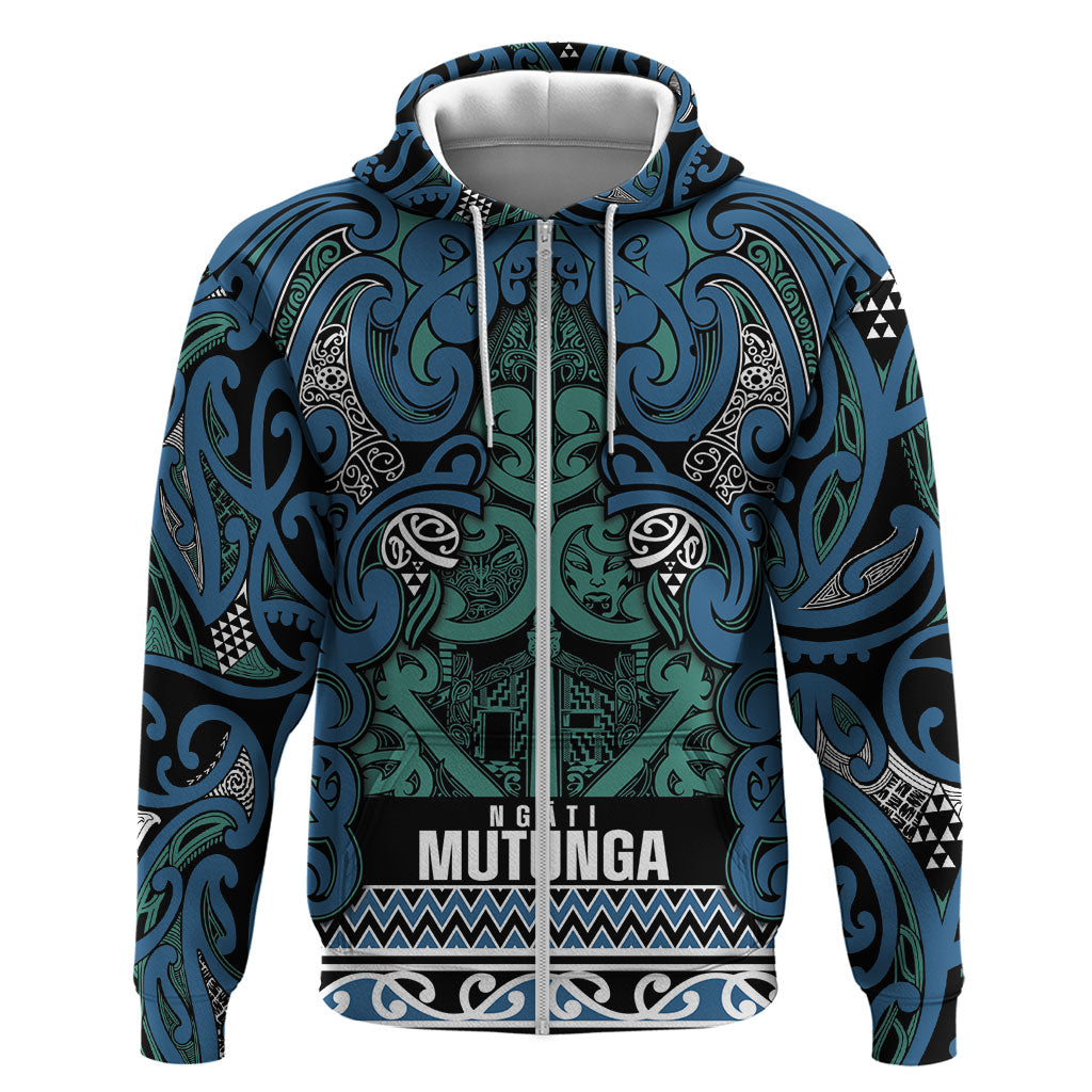 Aotearoa Iwi Ngati Mutunga Zip Hoodie Maori Wharenui House Tribal Pattern