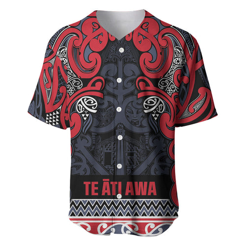 Aotearoa Iwi Te ati Awa Baseball Jersey Maori Wharenui House Tribal Pattern