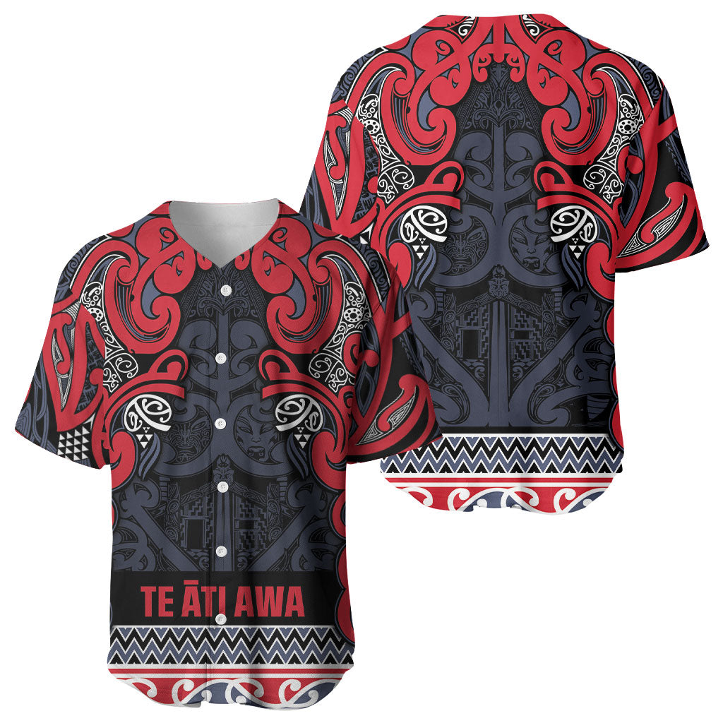 Aotearoa Iwi Te ati Awa Baseball Jersey Maori Wharenui House Tribal Pattern
