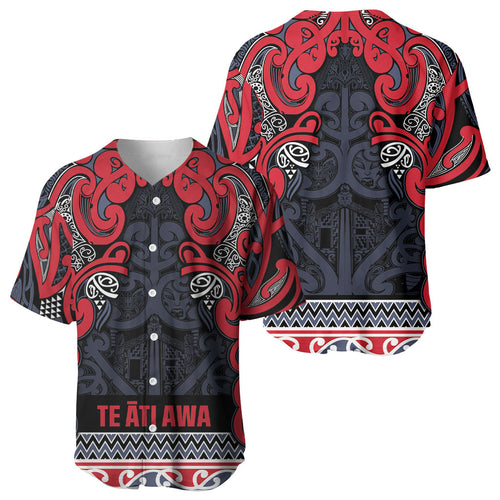 Aotearoa Iwi Te ati Awa Baseball Jersey Maori Wharenui House Tribal Pattern
