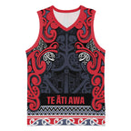 Aotearoa Iwi Te ati Awa Basketball Jersey Maori Wharenui House Tribal Pattern
