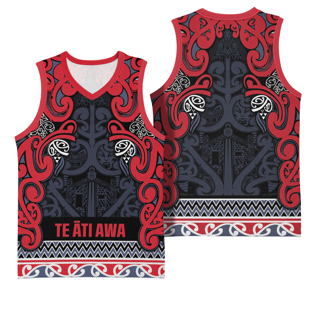 Aotearoa Iwi Te ati Awa Basketball Jersey Maori Wharenui House Tribal Pattern