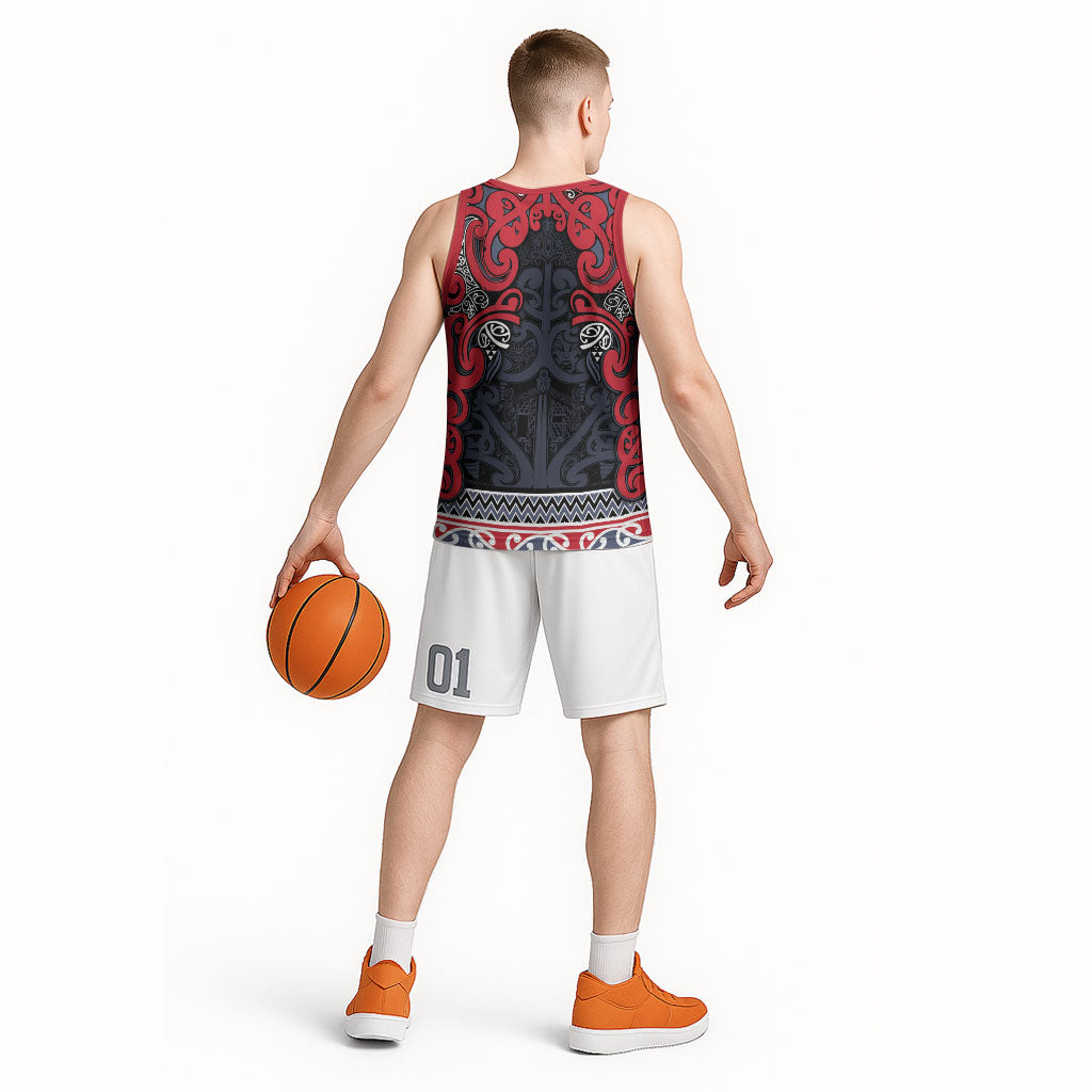 Aotearoa Iwi Te ati Awa Basketball Jersey Maori Wharenui House Tribal Pattern