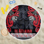 Aotearoa Iwi Te ati Awa Beach Blanket Maori Wharenui House Tribal Pattern