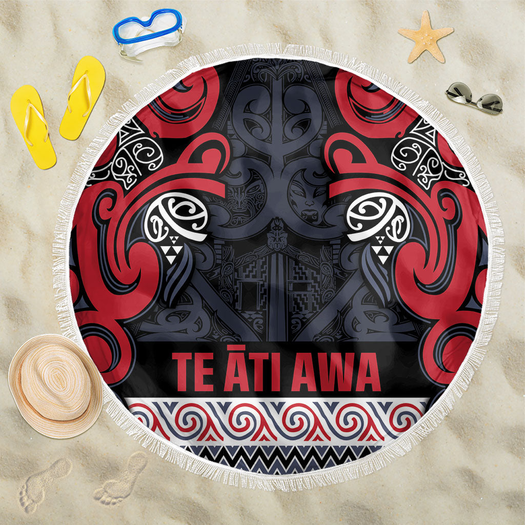 Aotearoa Iwi Te ati Awa Beach Blanket Maori Wharenui House Tribal Pattern