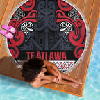 Aotearoa Iwi Te ati Awa Beach Blanket Maori Wharenui House Tribal Pattern