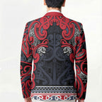 Aotearoa Iwi Te ati Awa Blazer Maori Wharenui House Tribal Pattern