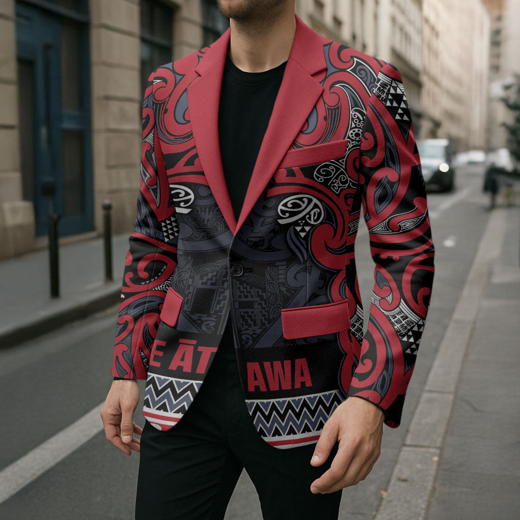 Aotearoa Iwi Te ati Awa Blazer Maori Wharenui House Tribal Pattern