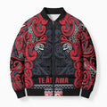 Aotearoa Iwi Te ati Awa Bomber Puffer Jacket Maori Wharenui House Tribal Pattern