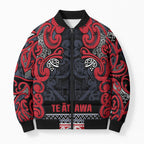 Aotearoa Iwi Te ati Awa Bomber Puffer Jacket Maori Wharenui House Tribal Pattern