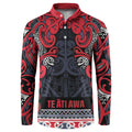 Aotearoa Iwi Te ati Awa Button Sweatshirt Maori Wharenui House Tribal Pattern
