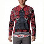 Aotearoa Iwi Te ati Awa Button Sweatshirt Maori Wharenui House Tribal Pattern