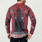 Aotearoa Iwi Te ati Awa Button Sweatshirt Maori Wharenui House Tribal Pattern